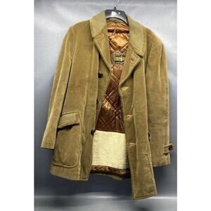 70s Cortefiel Men Tan Corduroy Coat Barn Coat Jacket Spain Med 38 Distressed VNT